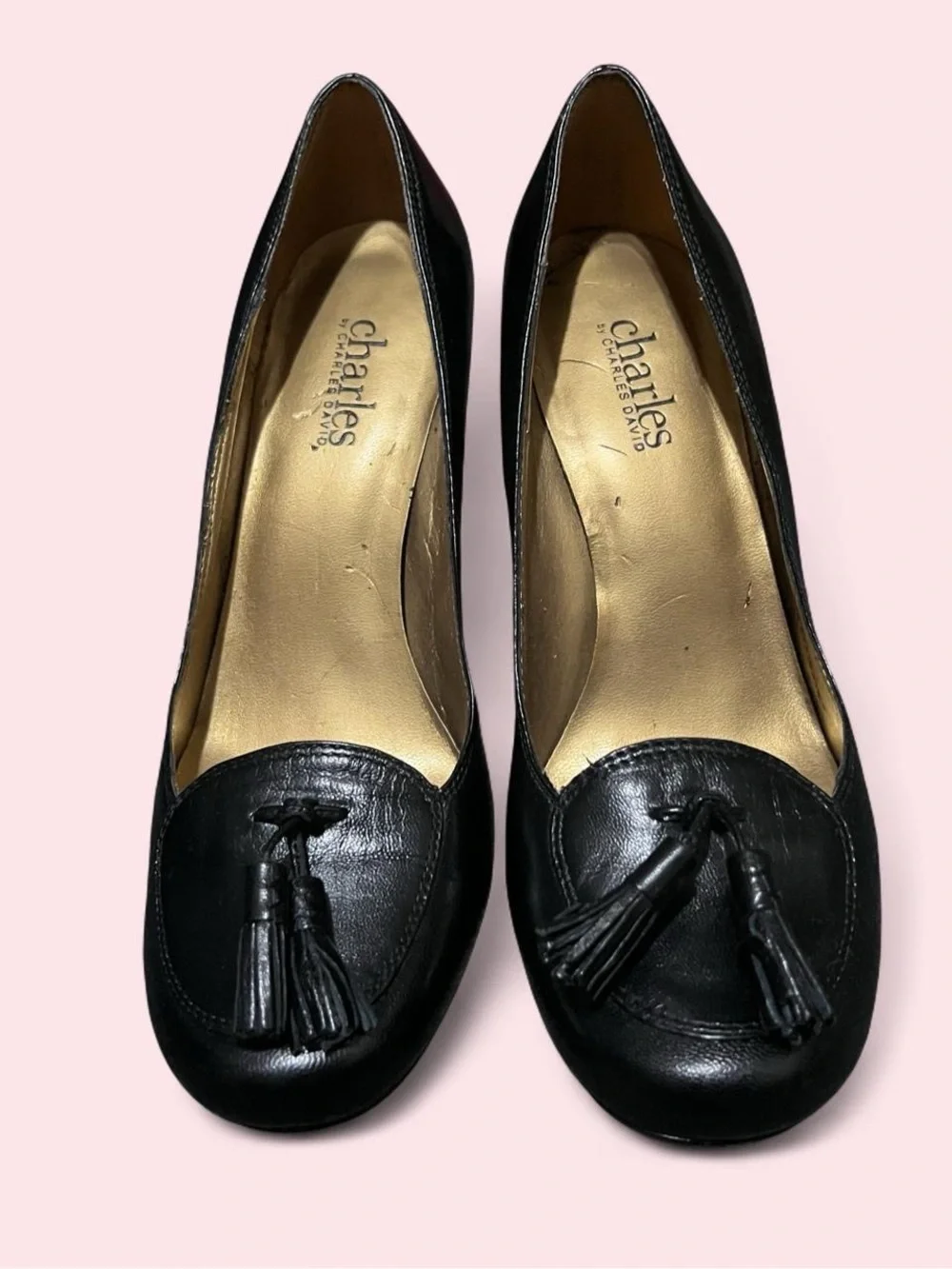 Size 7 Black Tassel Block Heel Pumps - Brand
